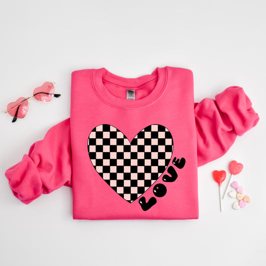 Checkered Heart Black | DTF Transfer