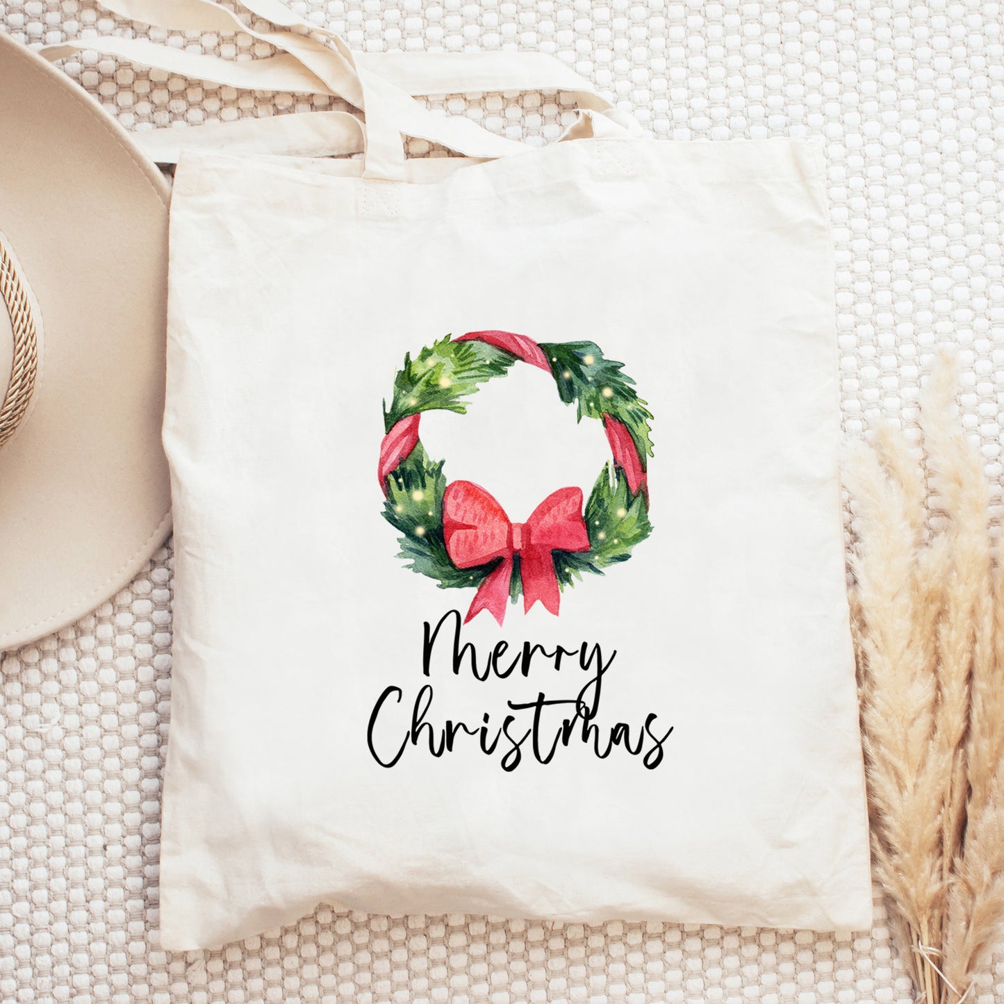 Bow Wrapped Wreath | Tote Bag