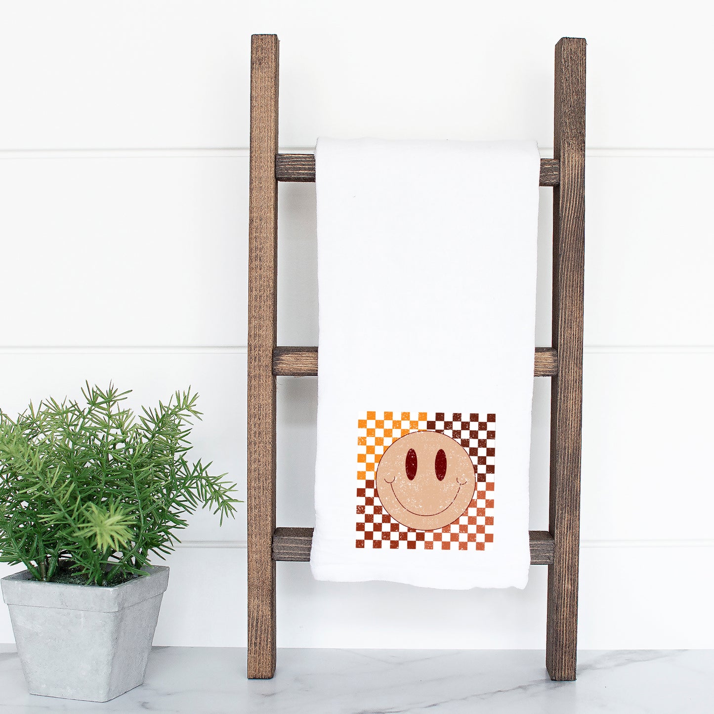 Fall Checkered Smiley | Tea Towel