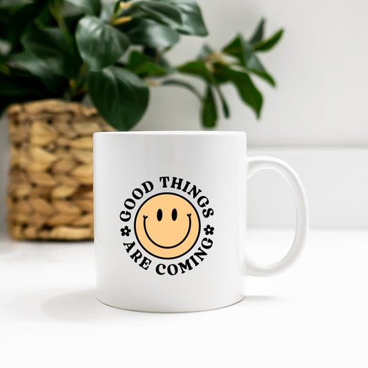 Good Things Are Coming Smiley Face | Mug