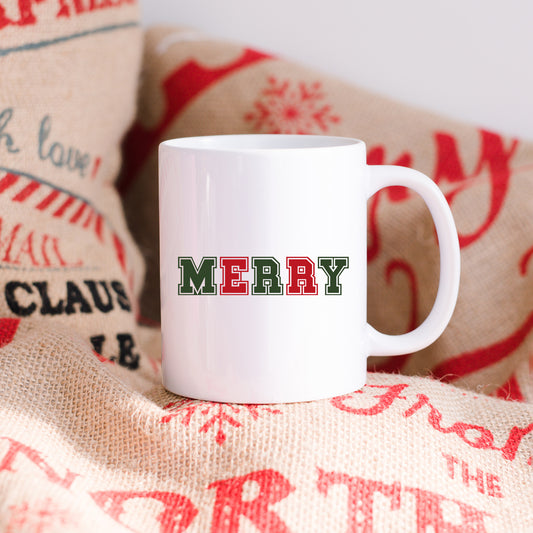 Merry Red And Green Bold | Mug