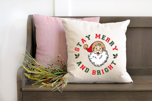 Stay Merry And Bright Circle | Pillow Cover