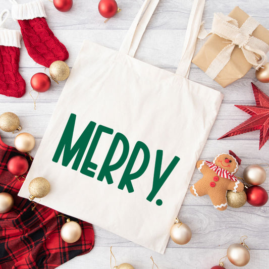Merry Bold Word | Tote Bag