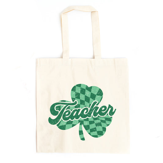 Teacher Checkered Shamrock | Tote Bag