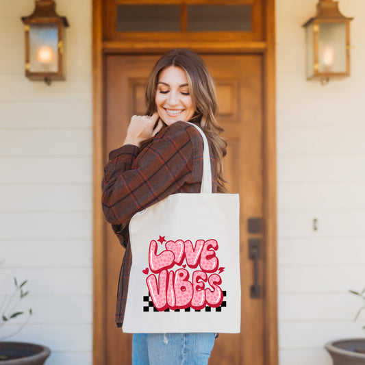 Love Vibes Stars Checkered | Tote Bag