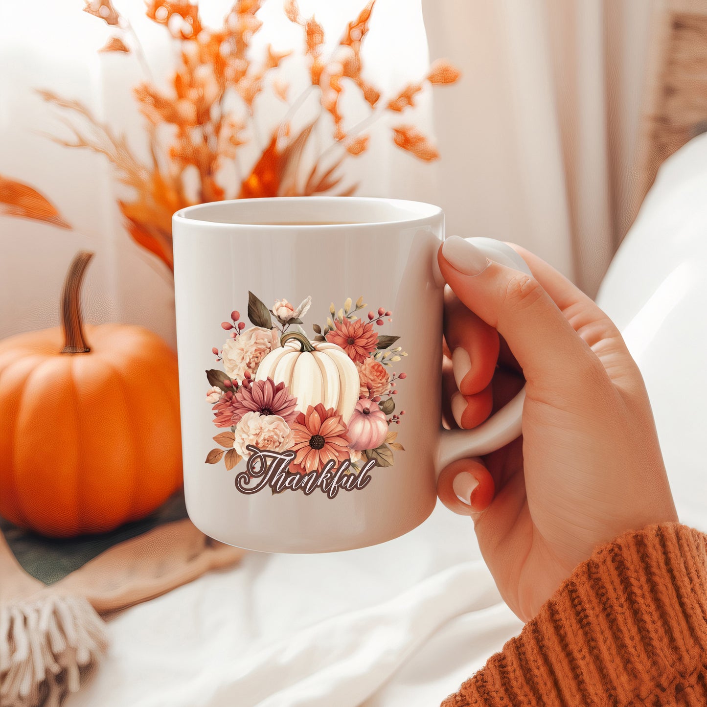 Thankful Pumpkin Floral | Mug