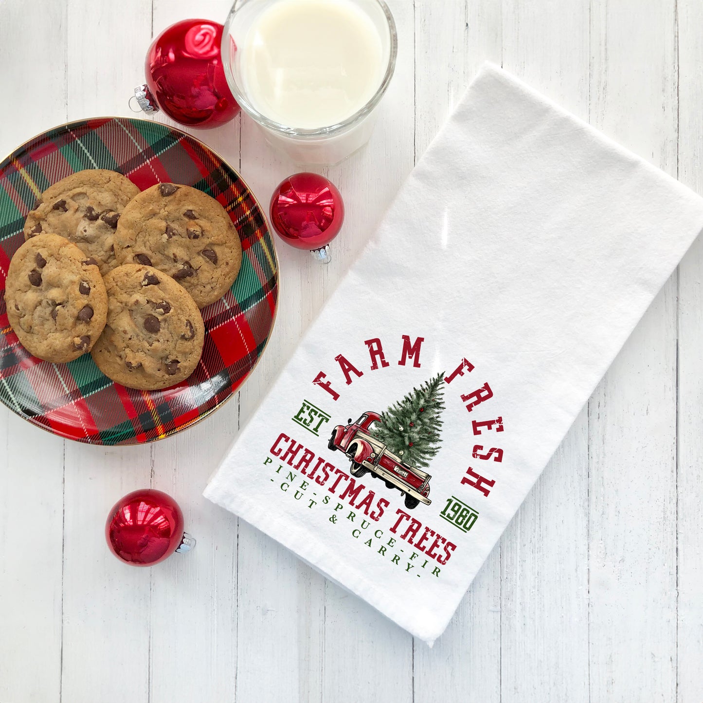 Farm Fresh Truck And Tree | Tea Towel