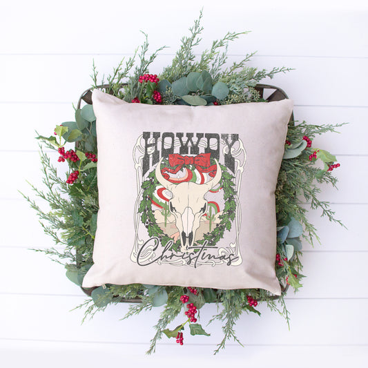 Howdy Christmas Bull | Pillow Cover