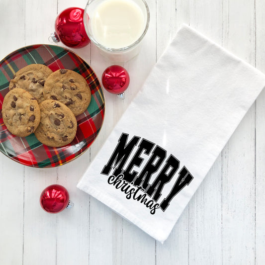 Merry Christmas Cursive Bold | Tea Towel