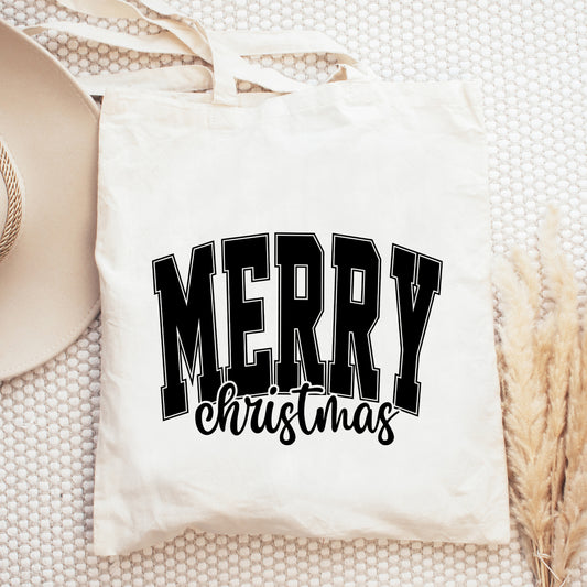 Merry Christmas Cursive Bold | Tote Bag