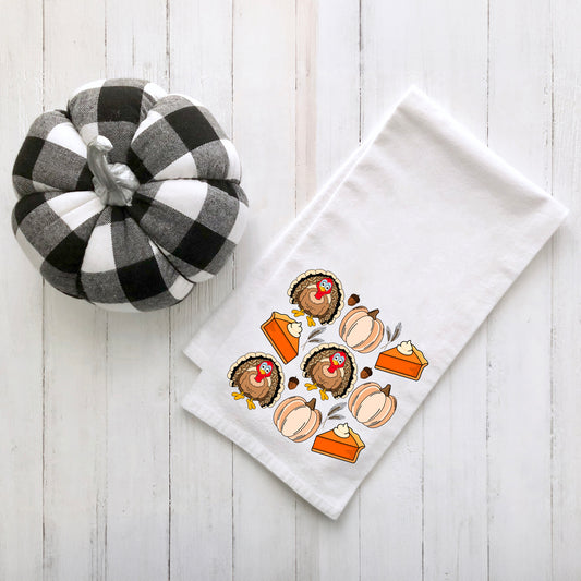 Turkey Pumpkin Pie Grid | Tea Towel