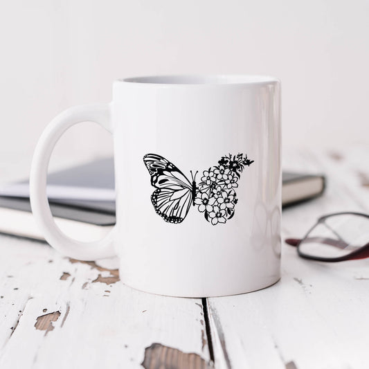 Butterfly And Flowers | Mug
