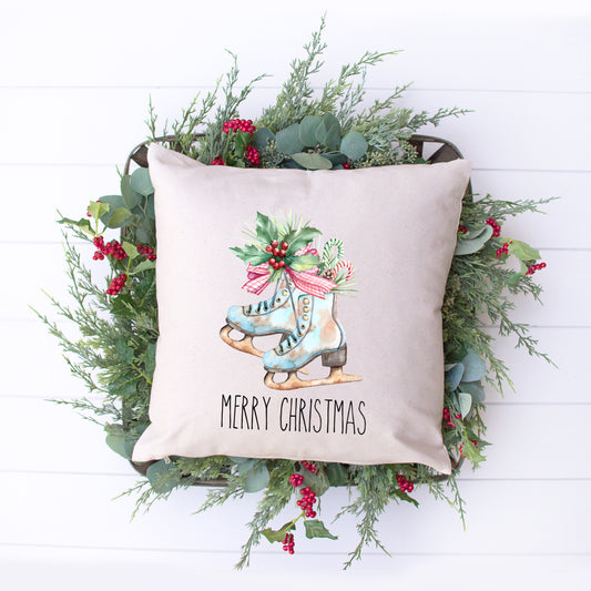 Merry Christmas Ice Skates  | Pillow Cover