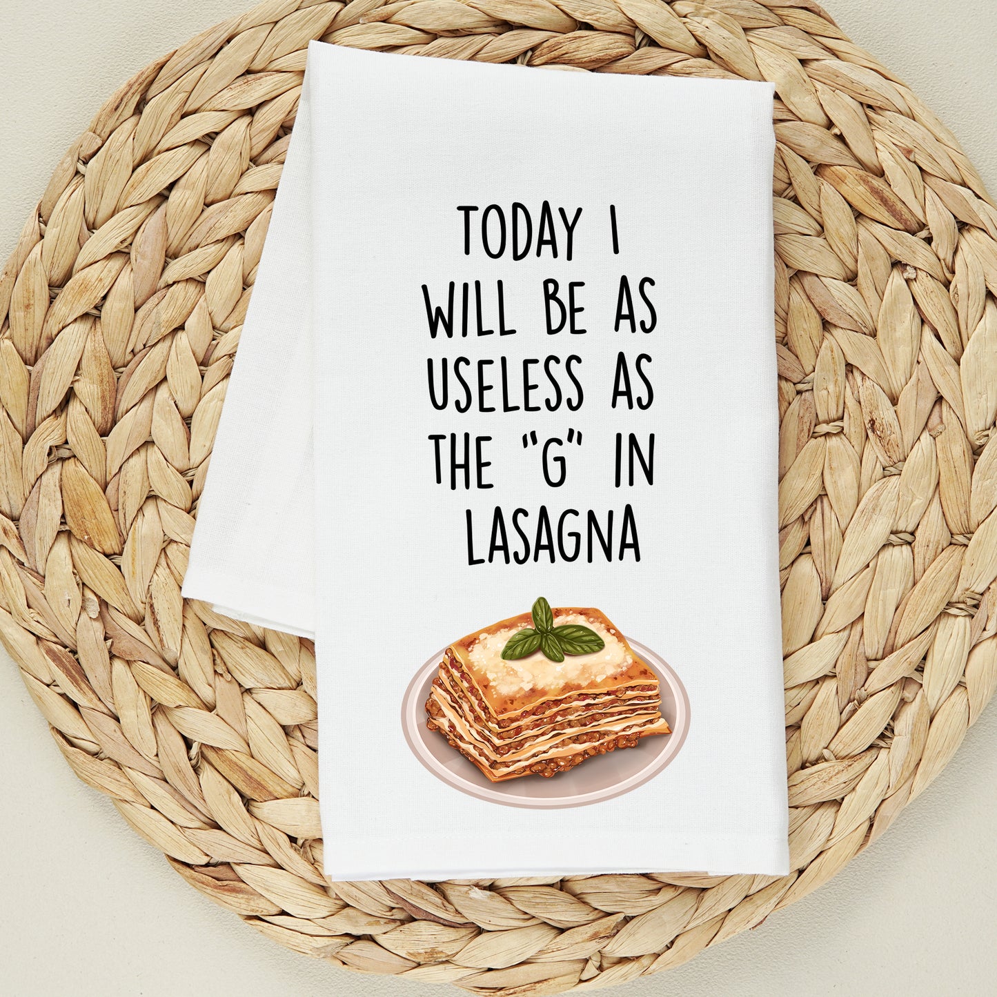 Useless Lasagna | Tea Towel
