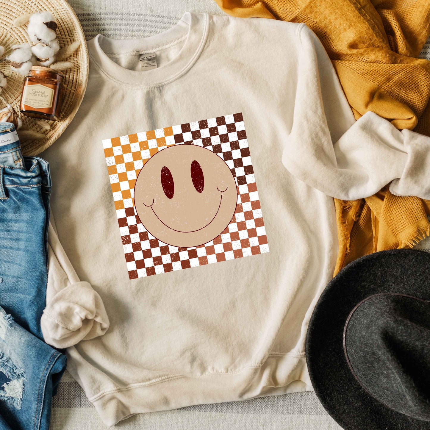 Fall Checkered Smiley | DTF Transfer