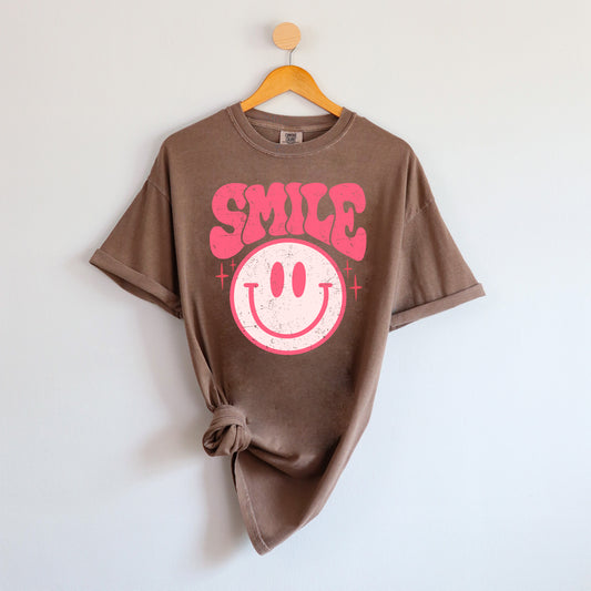 Pink Smiley Distressed | DTF Transfer