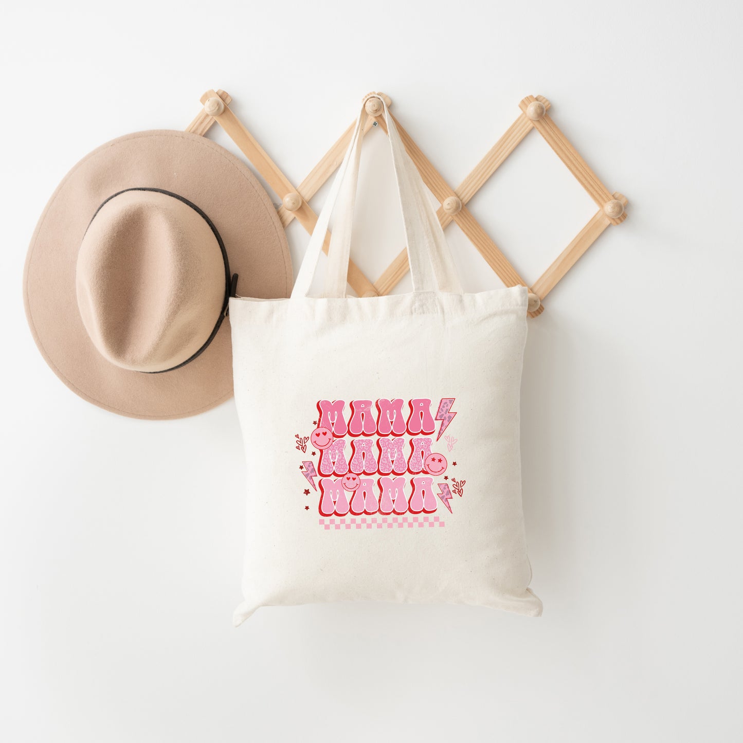 Mama Stacked Checker Flowers | Tote Bag