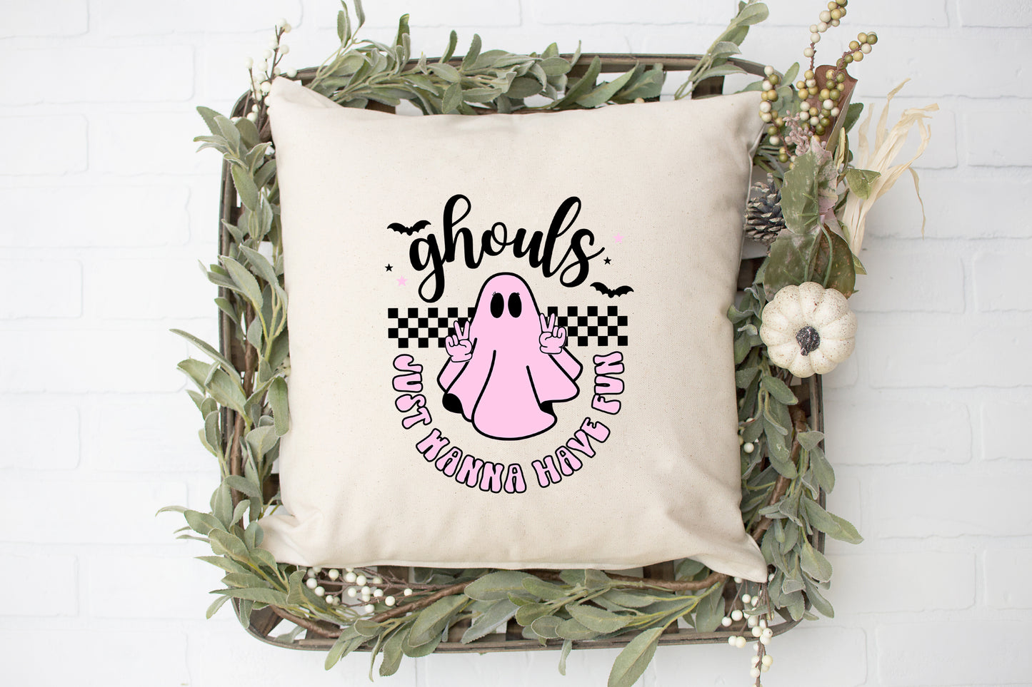 Just Wanna Have Fun Checkered | Pillow Cover