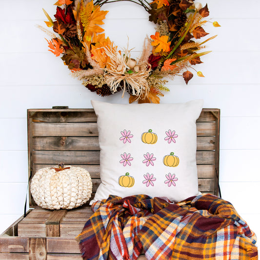 Pumpkin And Flowers | Pillow Cover