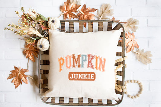 Varsity Pumpkin Junkie | Pillow Cover