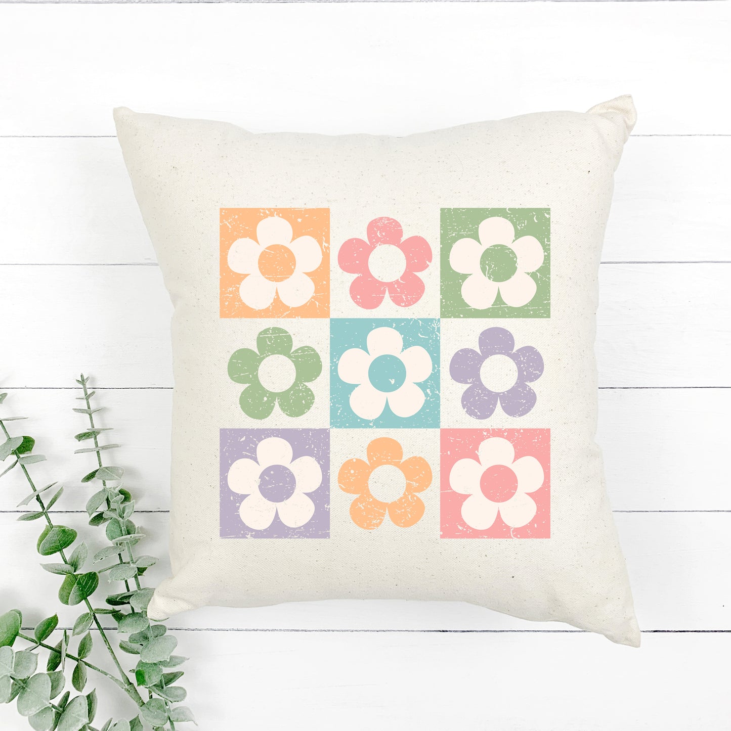 Checkered Flowers | Pillow Cover