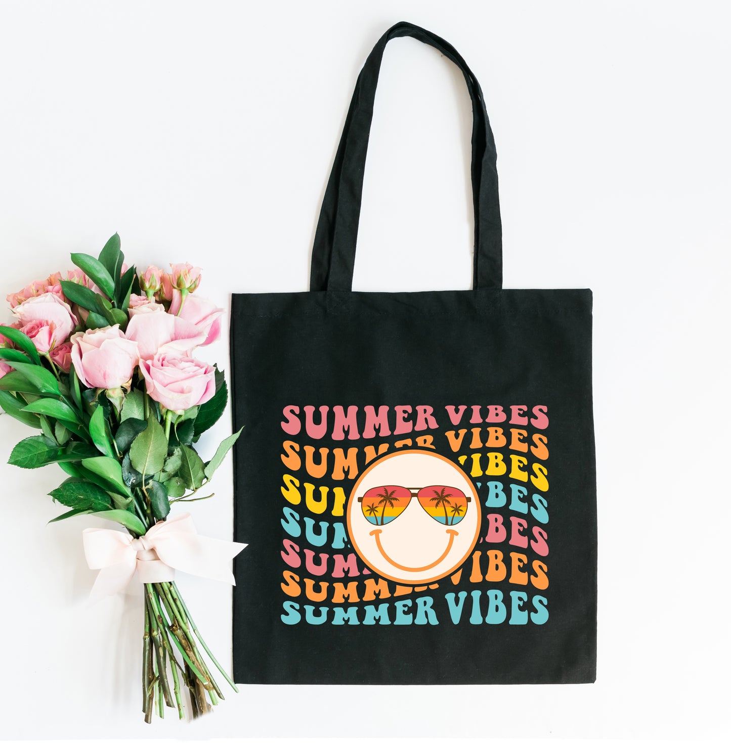 Summer Vibes Stacked Smiley | Tote Bag