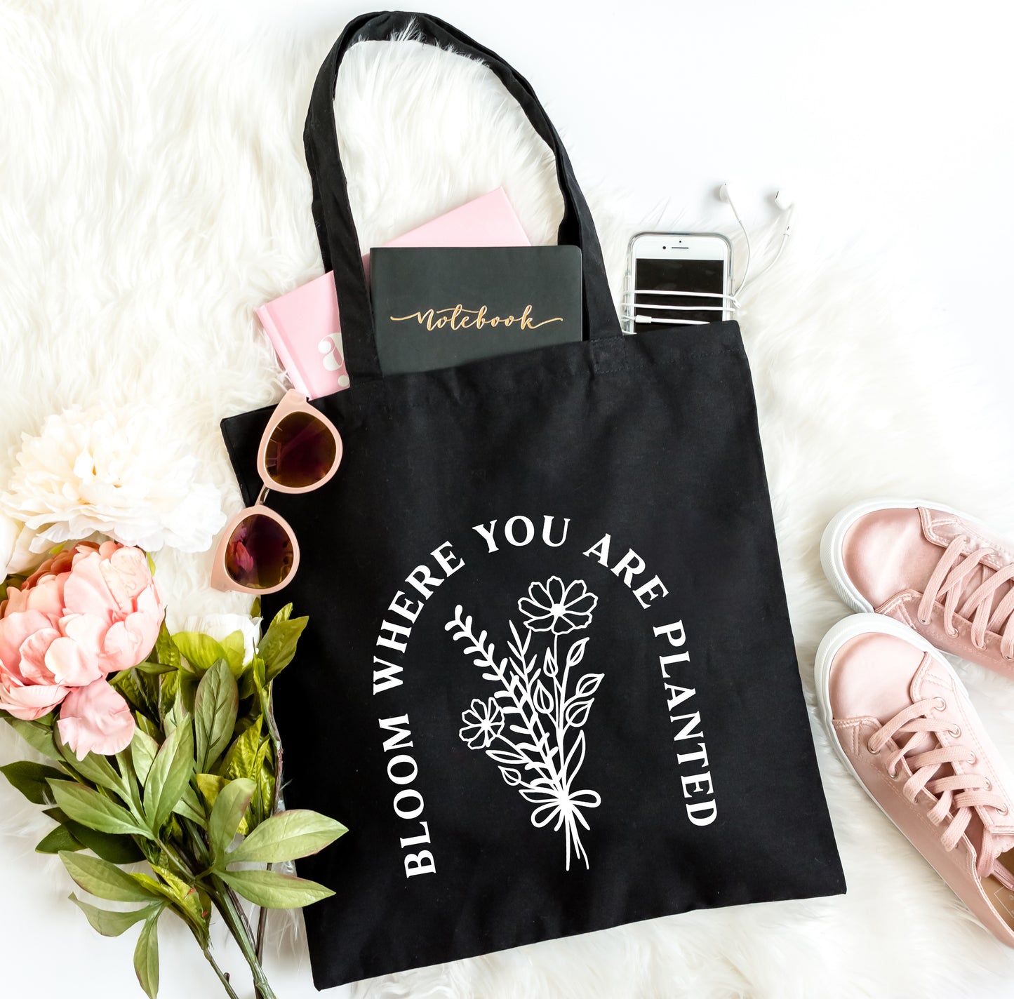 Bloom Where You Are Planted Flowers | Tote Bag