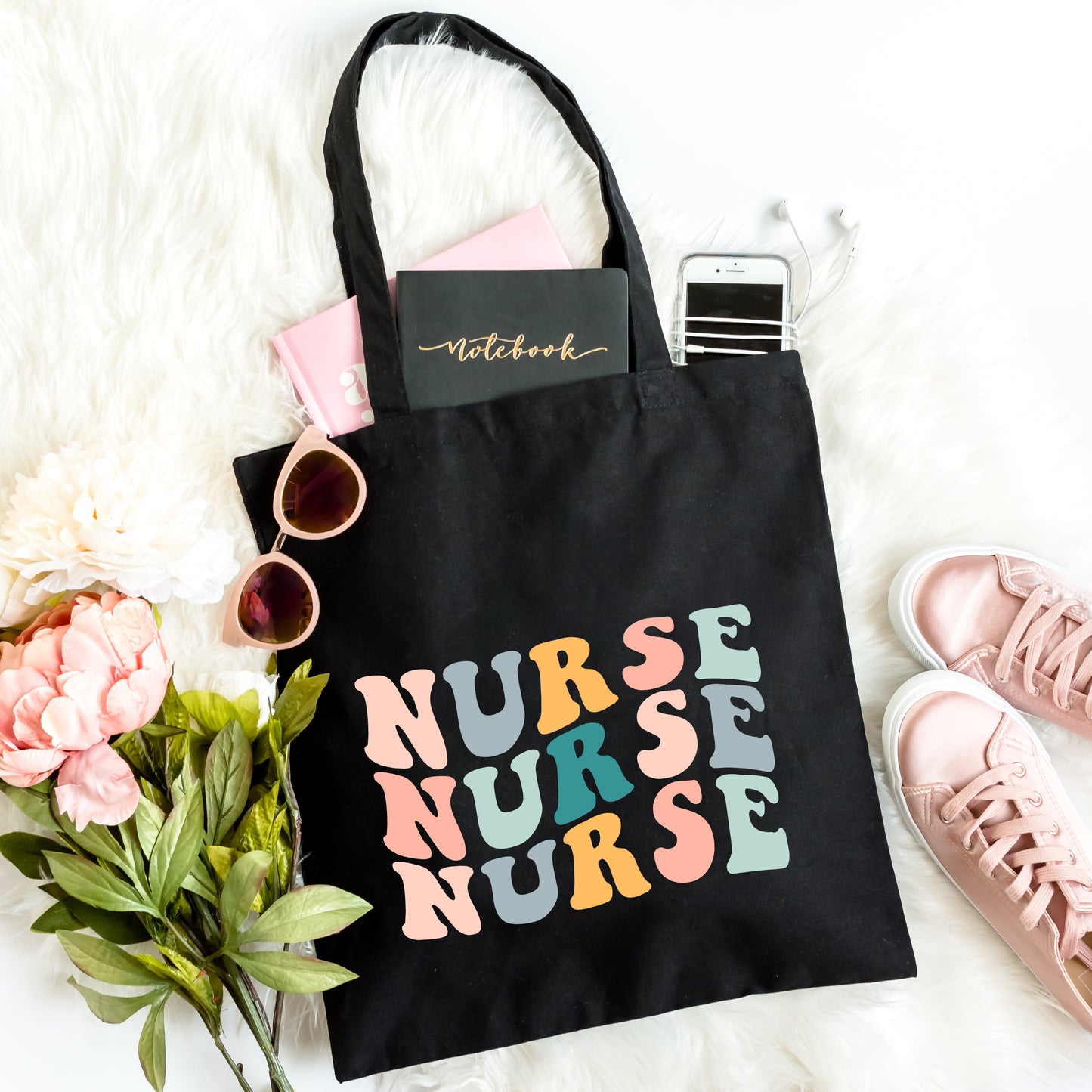 Nurse Stacked Wavy Colorful | Tote Bag