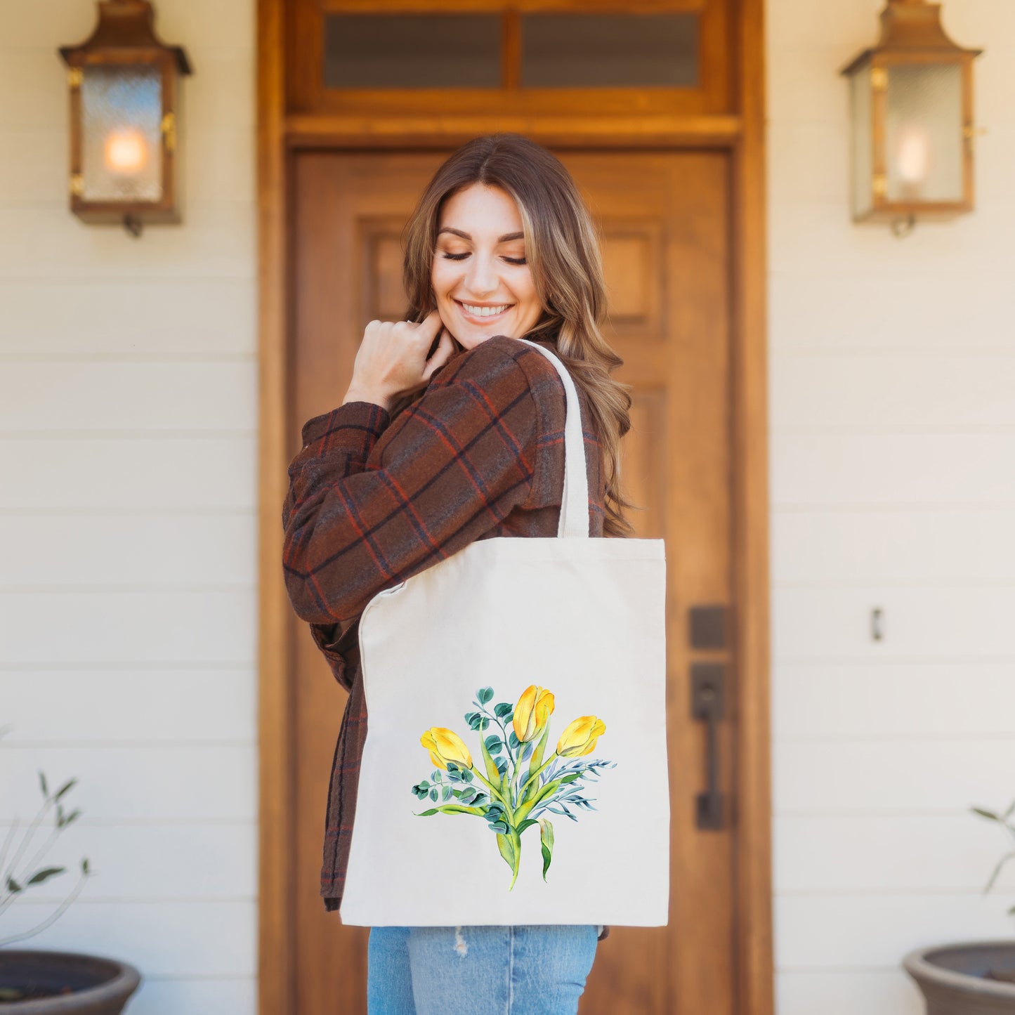 Yellow And Blue Bouquet | Tote Bag