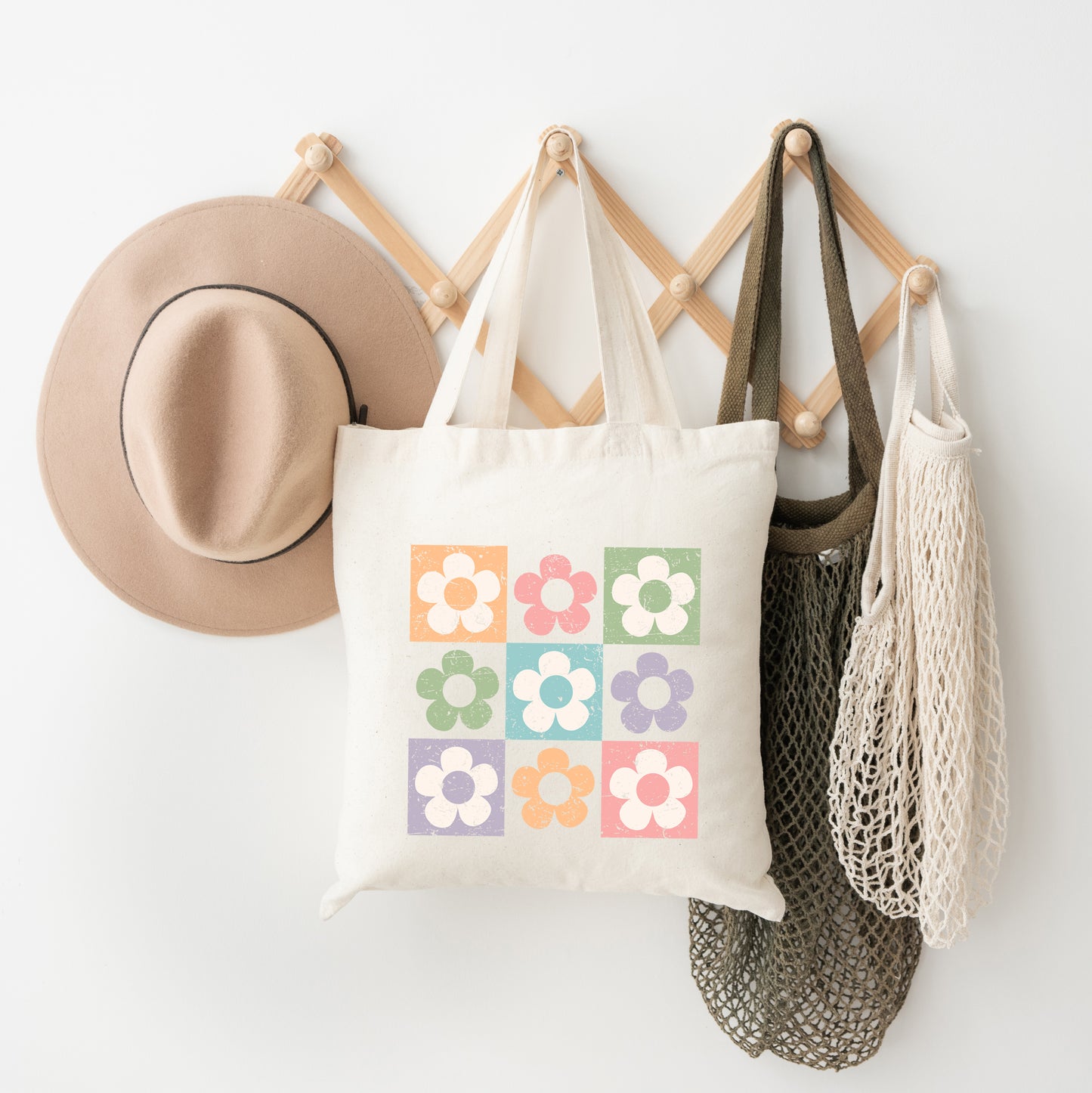 Checkered Flowers | Tote Bag
