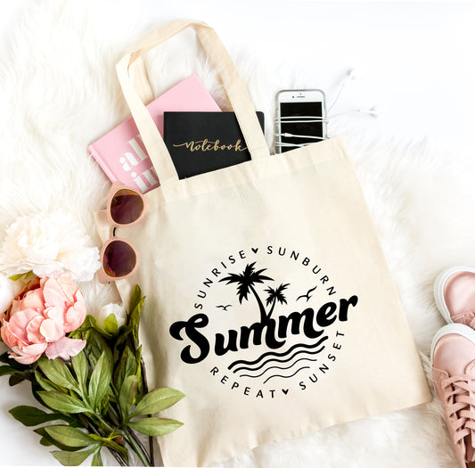 Summer Sunrise Sunburn Sunset Repeat | Tote Bag