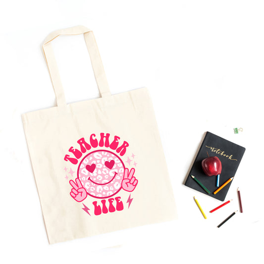 Teacher Life Leopard Smiley Face | Tote Bag