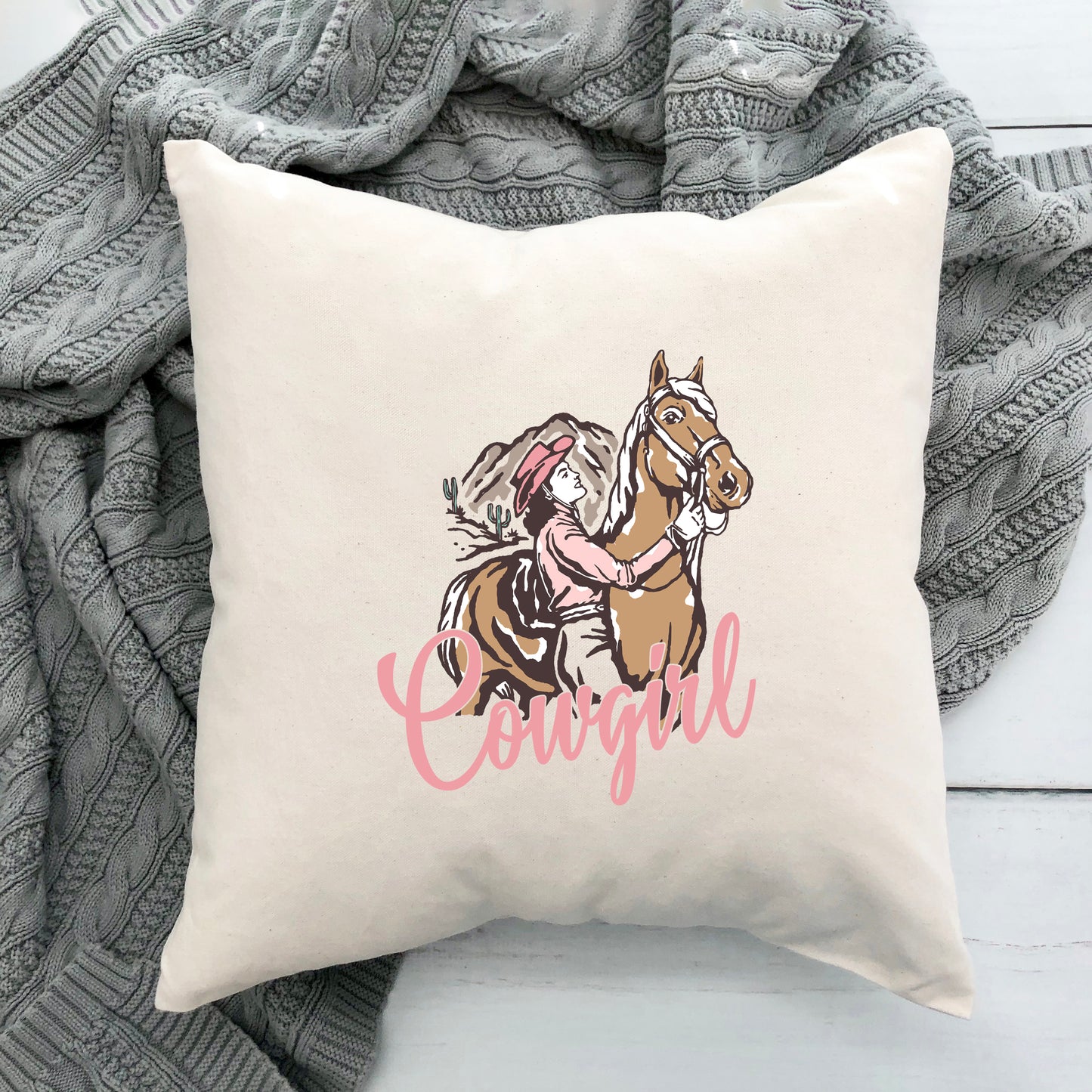 Retro Cowgirl Horse | Pillow Cover
