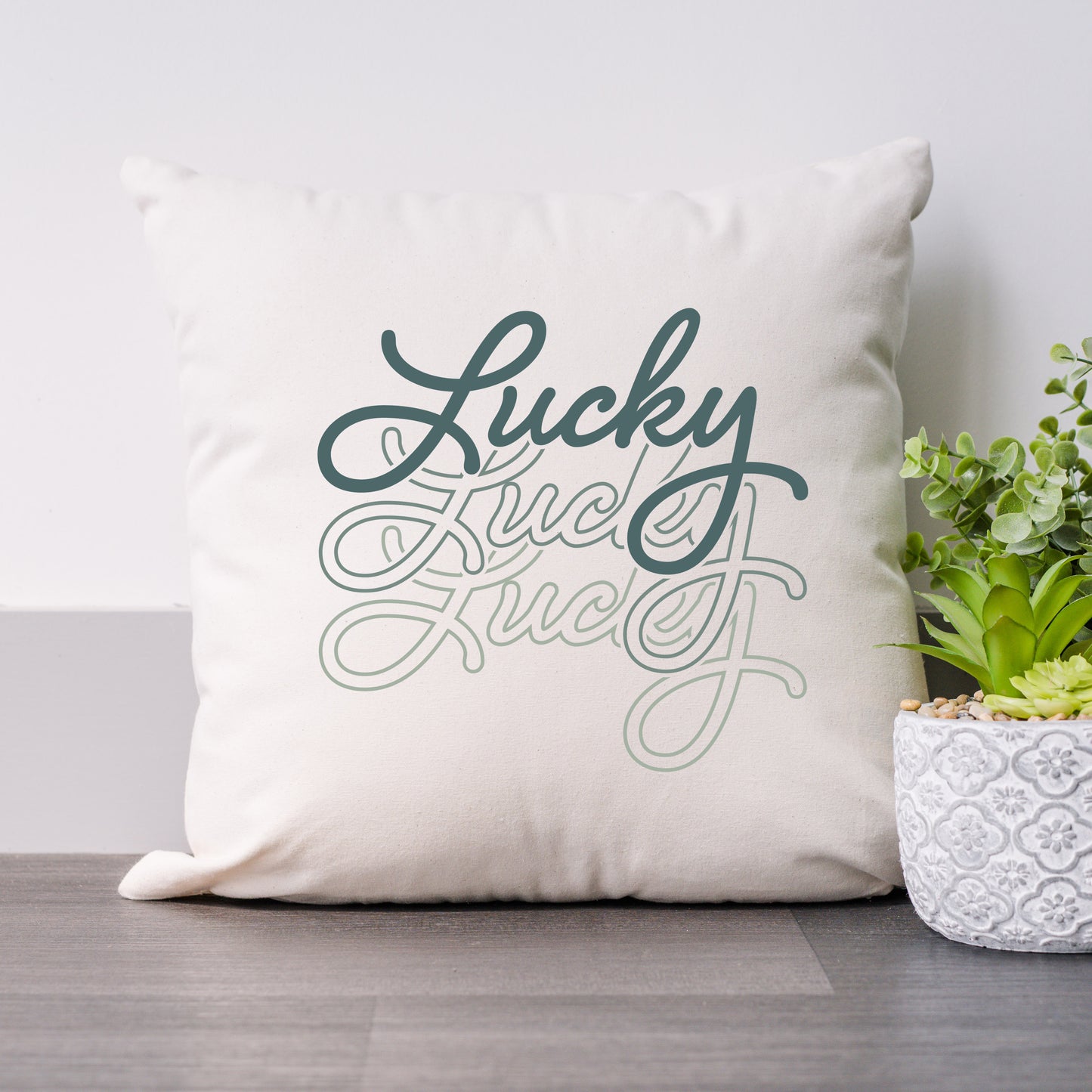 Lucky Script Stacked | Pillow Cover