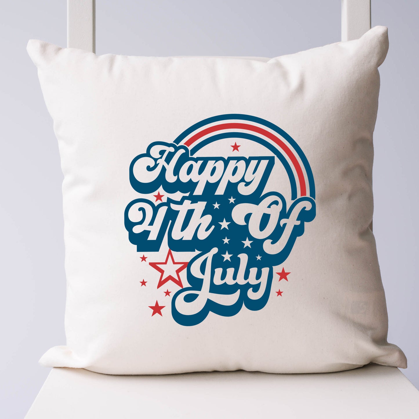 Happy 4th Of July Rainbow | Pillow Cover
