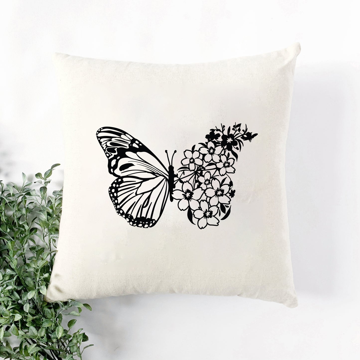 Butterfly And Flowers | Pillow Cover