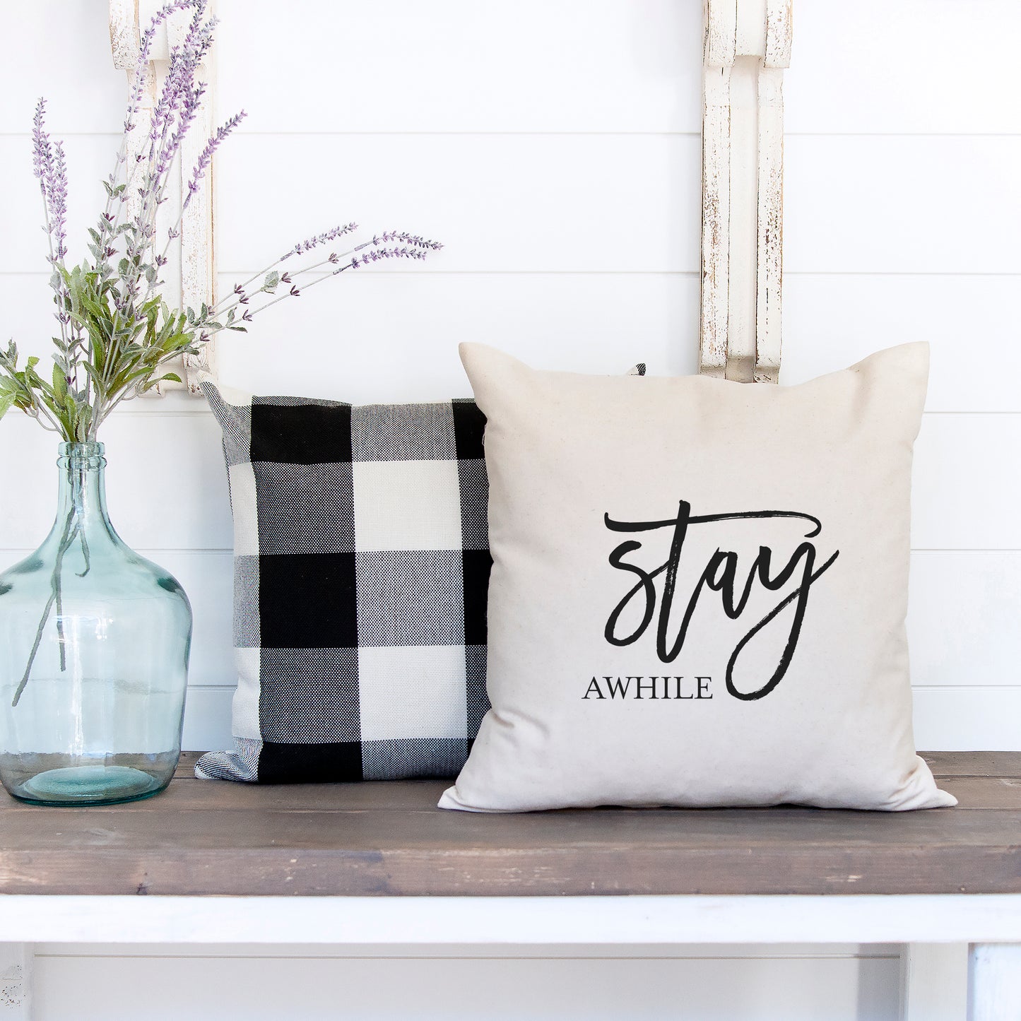 Stay Awhile Cursive | Pillow Cover
