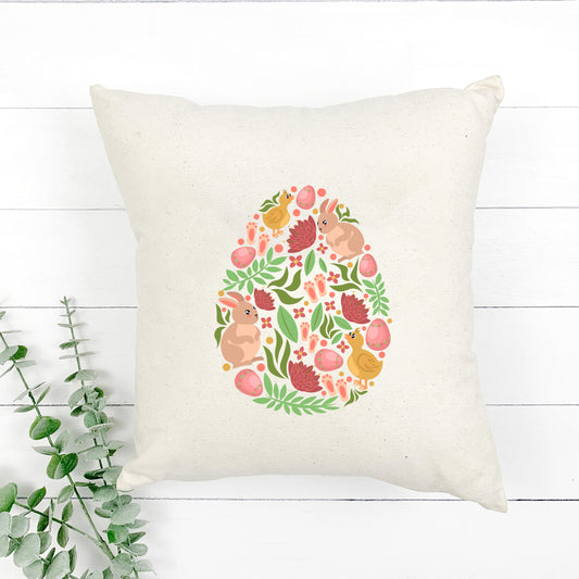 Easter Egg Flowers Bunnies | Pillow Cover