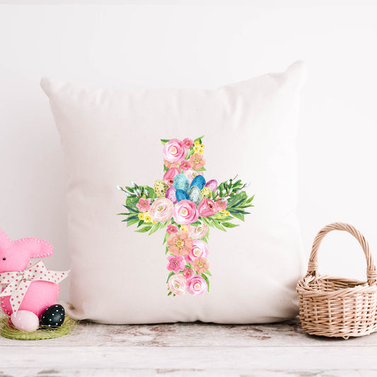 Floral Cross | Pillow Cover