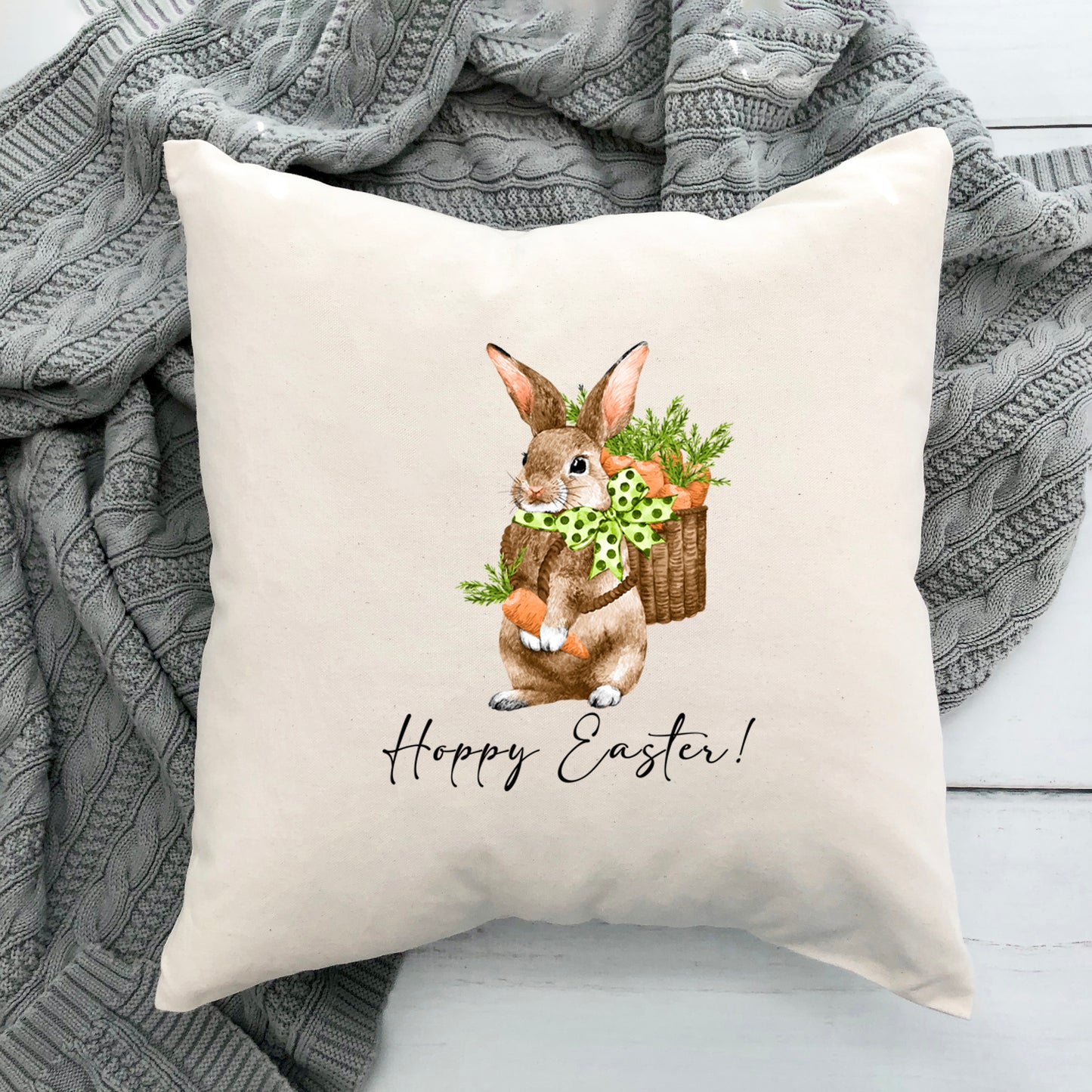 Hoppy Easter Green Bow | Pillow Cover