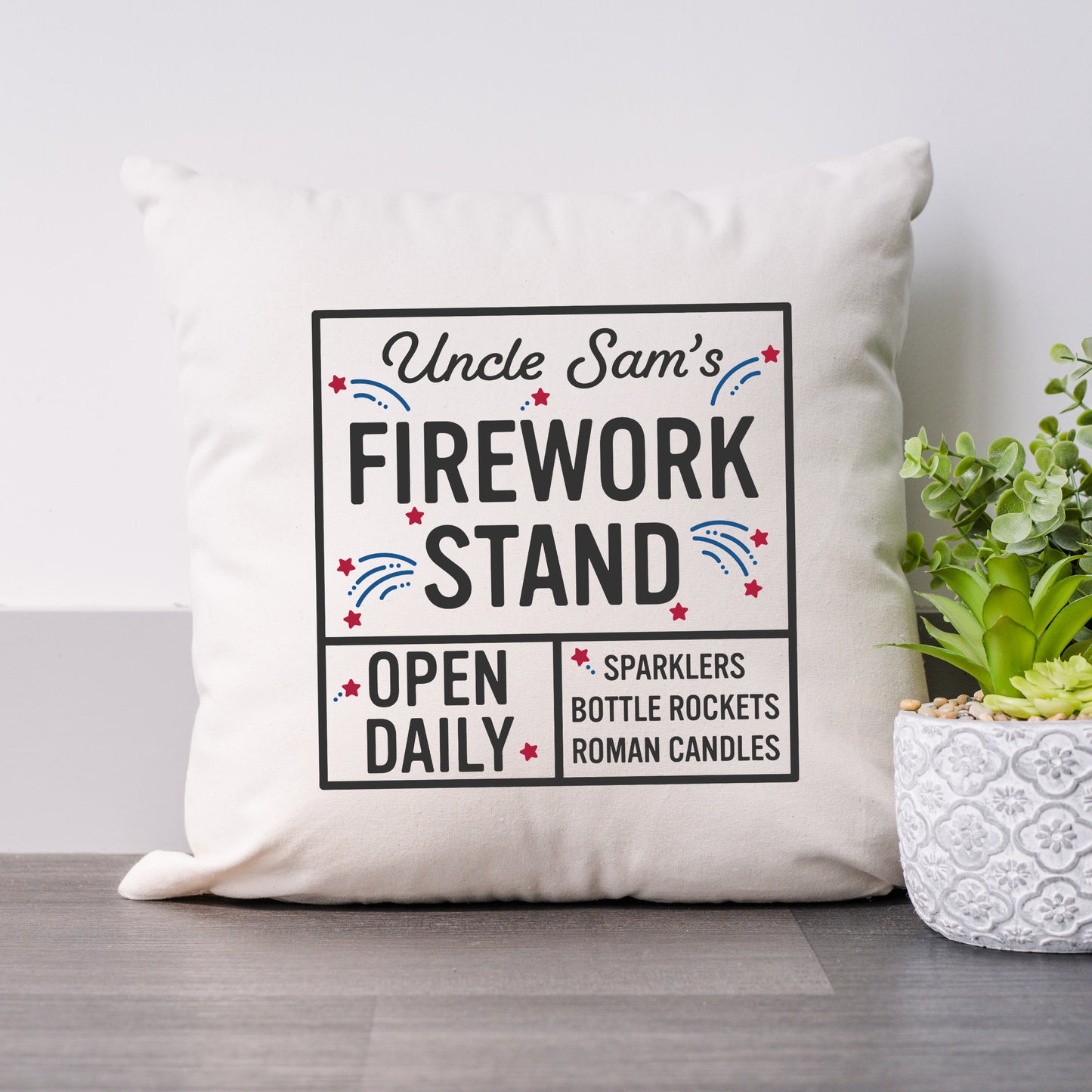 Uncle Sam's Firework Stand | Pillow Cover