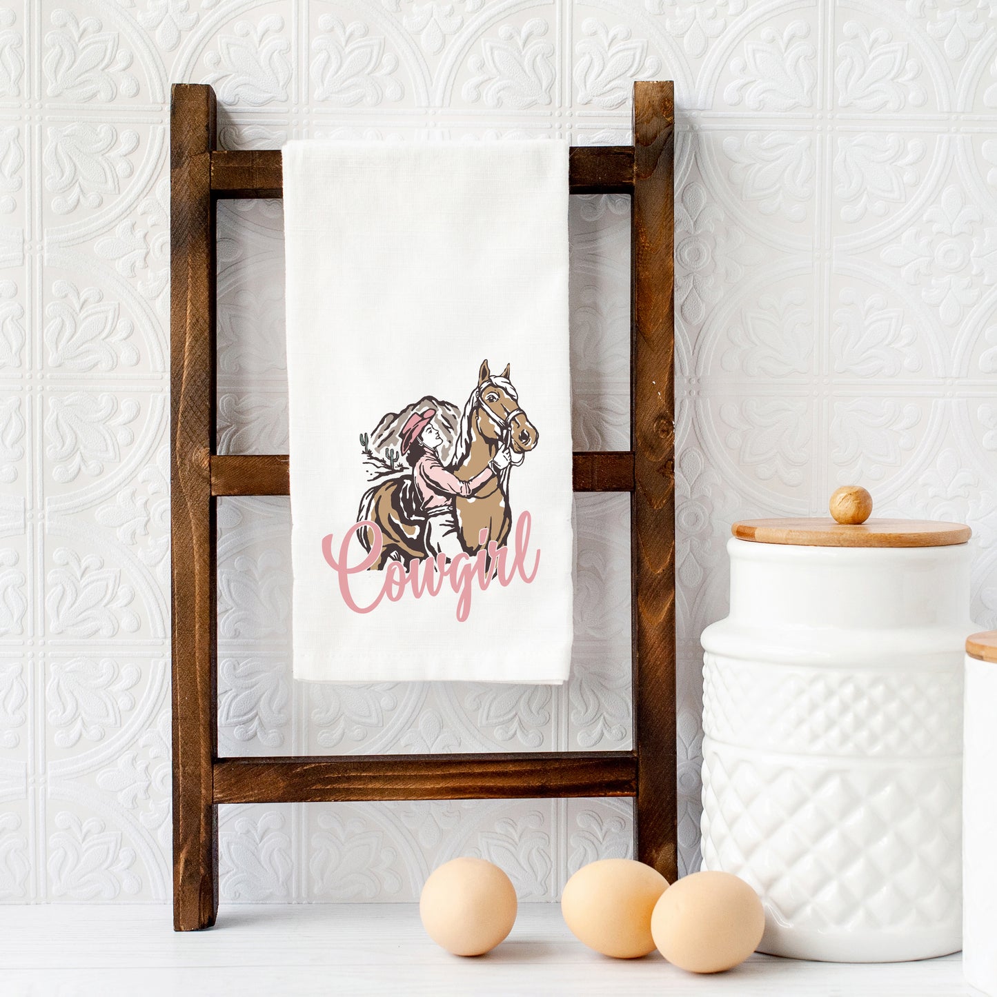 Retro Cowgirl Horse | Tea Towel