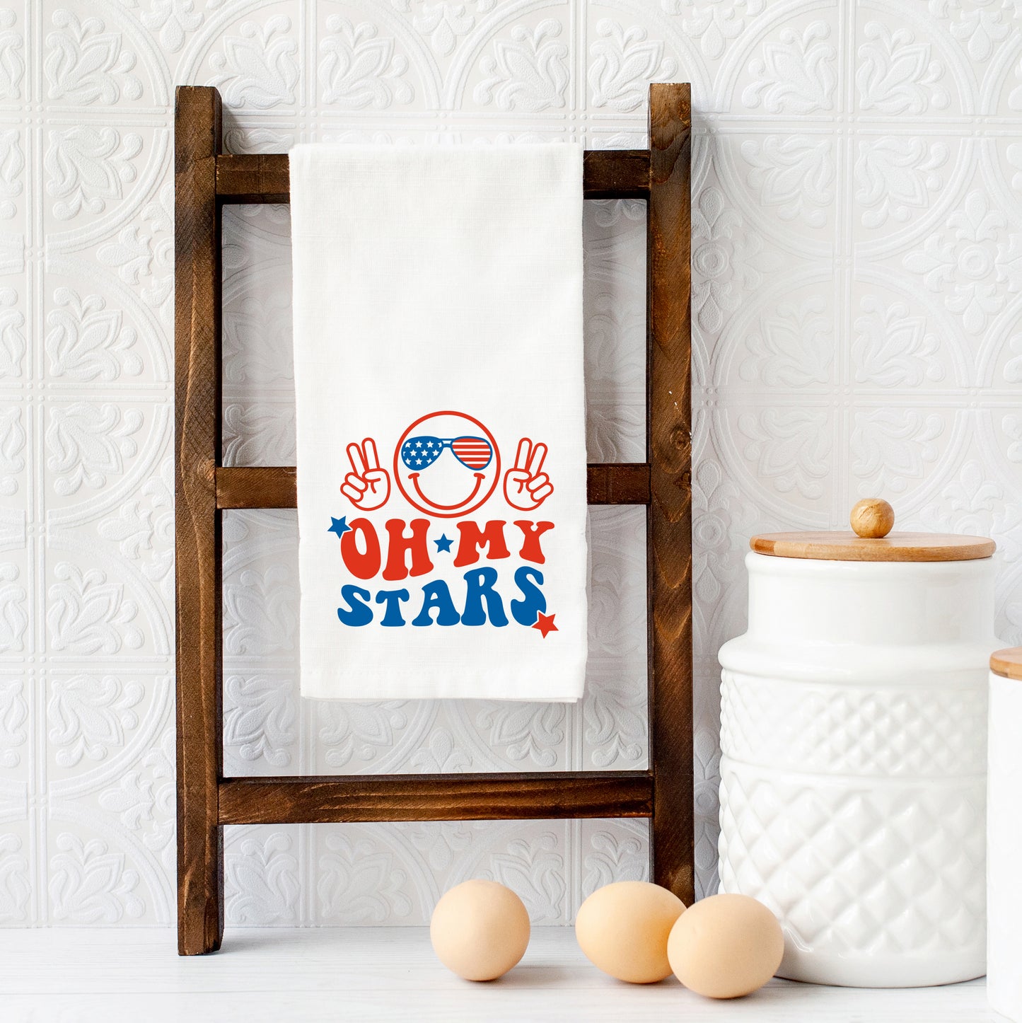 Oh My Stars Smiley Face | Tea Towel