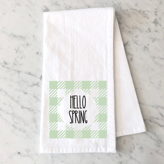 Hello Spring Plaid | Tea Towel