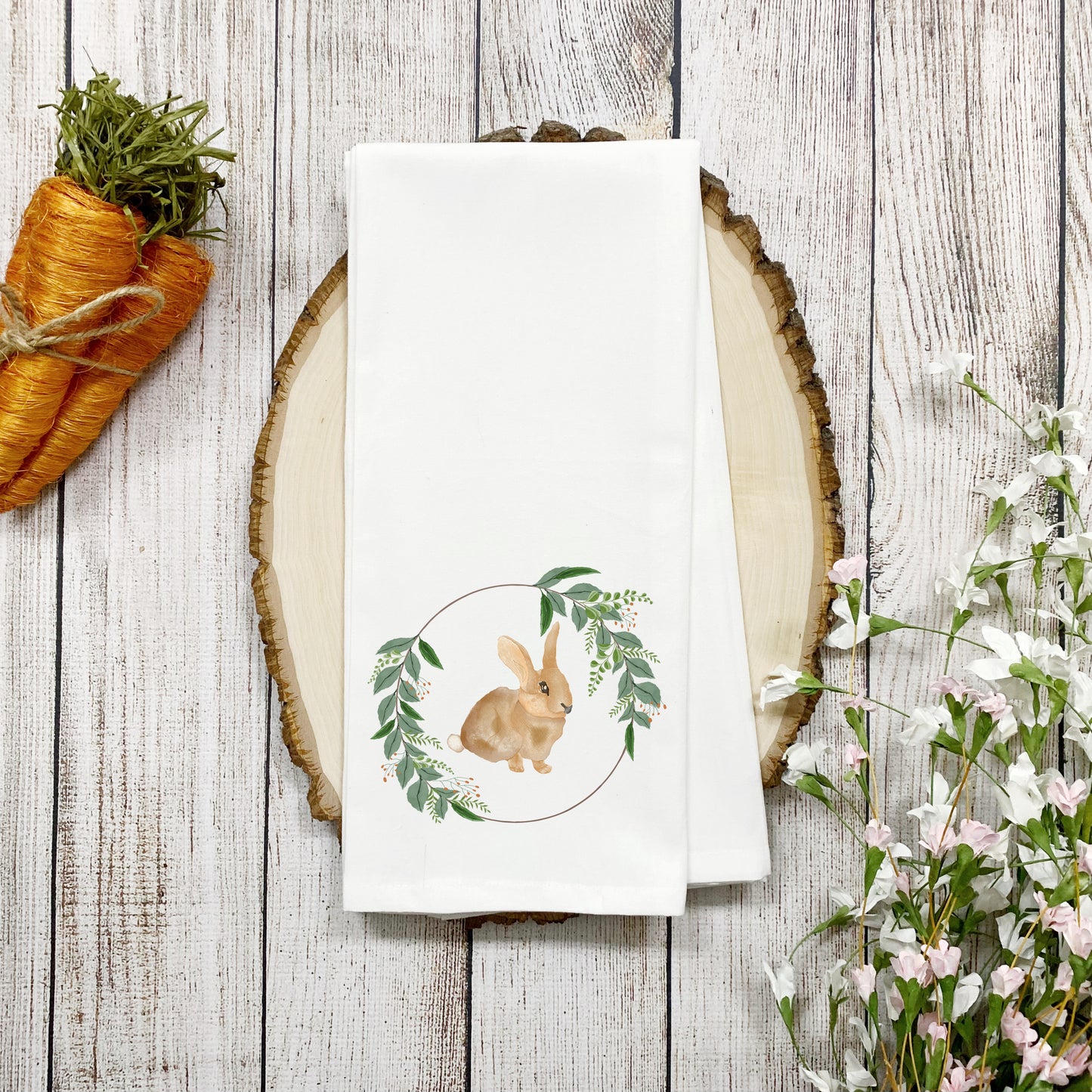 Easter Bunny Floral Frame | Tea Towel