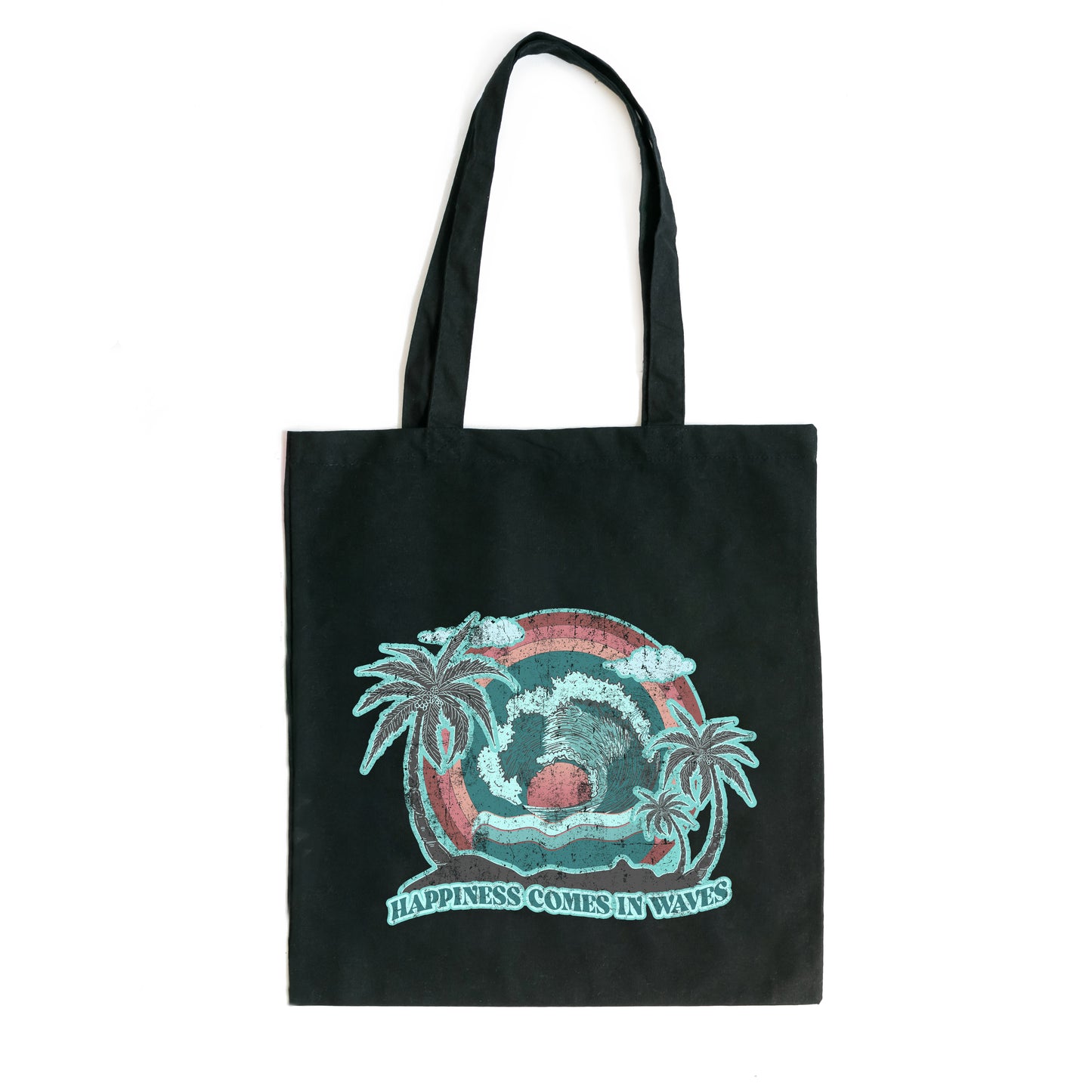 Happiness Comes In Waves Vintage | Tote Bag
