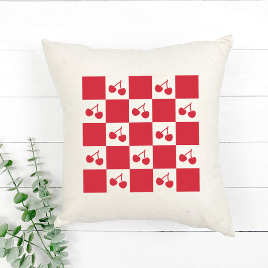 Checkerboard Cherries | Pillow Cover