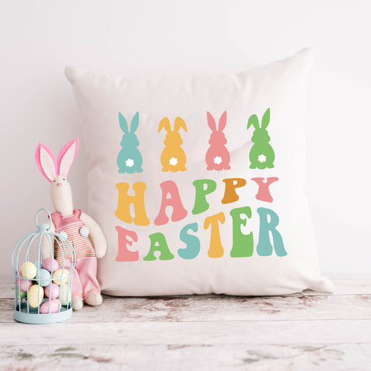 Happy Easter Pastel Bunnies | Pillow Cover